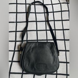 VINTAGE Black Leather Purse || Medium size